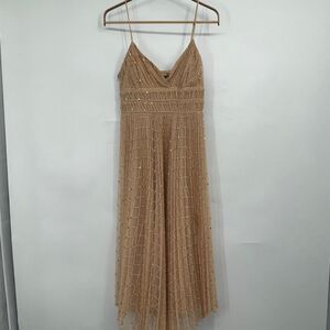 Betsey Johnson New York Tulle Pleated w/Sequins Midi Dress vintage. Sz M